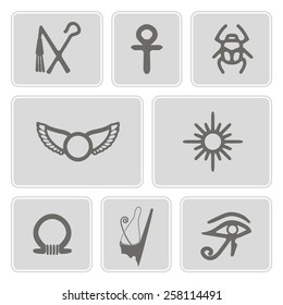 set of monochrome icons with Egyptian symbols for your design