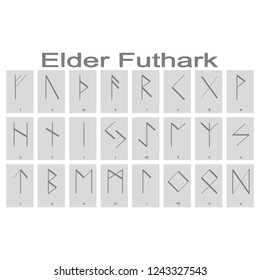 Set of monochrome icons with Elder Futhark for your design