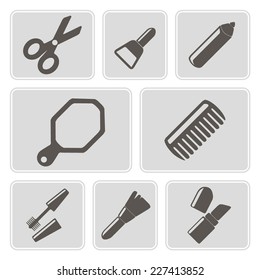 set of monochrome icons with female stuff for your design