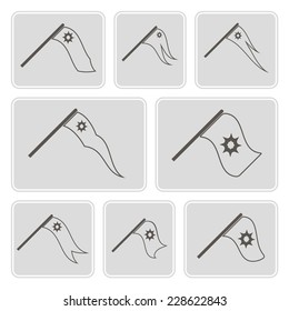 set of monochrome icons with flags for your design