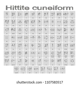 Set of monochrome icons with Hittite cuneiform alphabet for your design