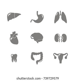 Set of monochrome icons with human internal organs for your design