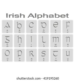 Set of monochrome icons with irish alphabet for your design