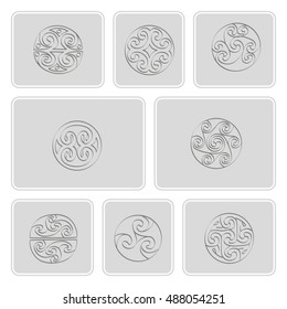 Set of monochrome icons with irish geometric ornament for your design
