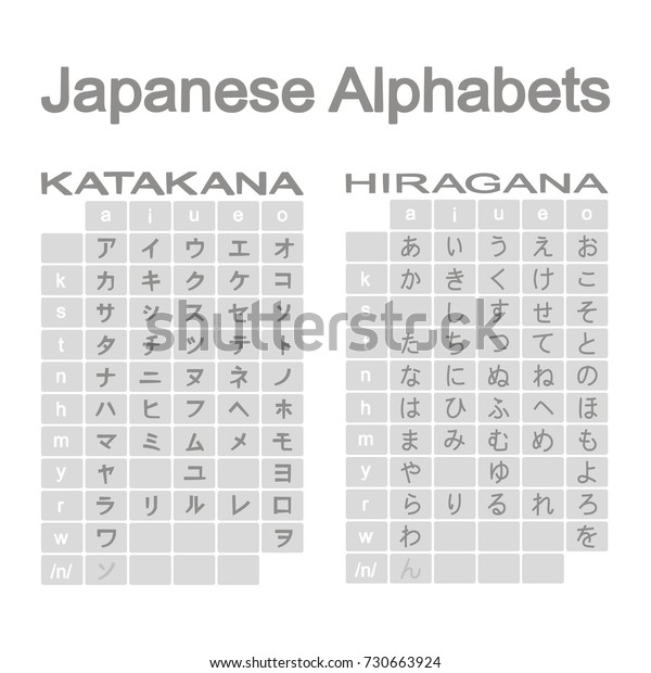 Set Monochrome Icons Japanese Alphabets Hiragana Stock Vector Royalty Free