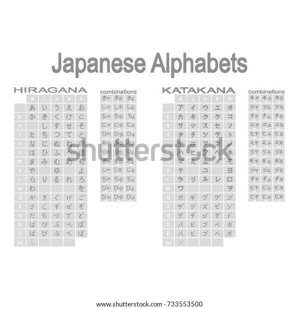 Set Monochrome Icons Japanese Alphabets Hiragana Stock Vector Royalty Free