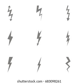 set of monochrome icons with lightning bolt for your design