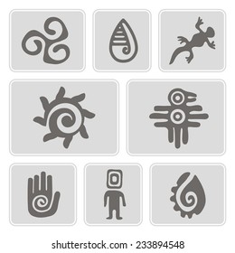 set of monochrome icons with Mexican relics dingbats characters for your design