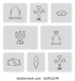 set of monochrome icons with Mexican relics dingbats characters for your design