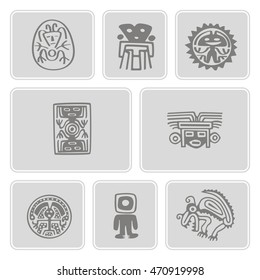 set of monochrome icons with Mexican relics dingbats characters for your design