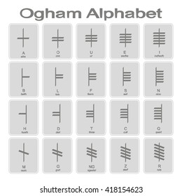 Set of monochrome icons with Ogham alphabet for your design