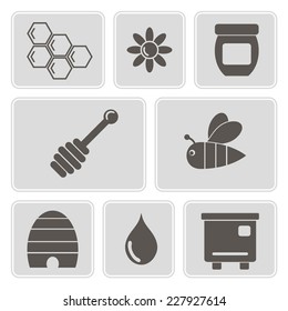 set of monochrome icons with on the theme of beekeeping for your design