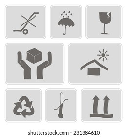 set of monochrome icons with packaging symbols for your design