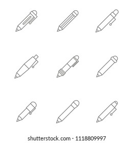 Set of monochrome icons with pen and pencil for your design