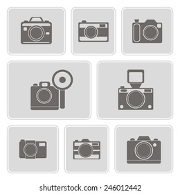 set of monochrome icons with photo camera symbols for your design 