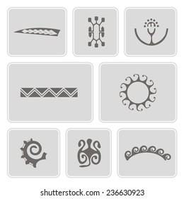 Set Of Monochrome Icons With Polynesian Tattoo Symbols For Your Design