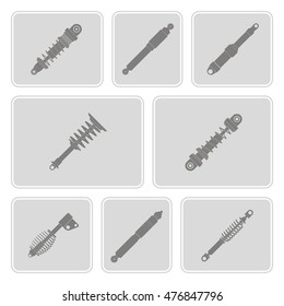 set of monochrome icons with shock absorber  for your design