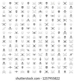 set of monochrome icons with skulls for your design