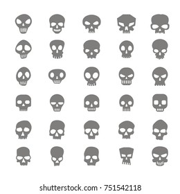 set of monochrome icons with skulls for your design