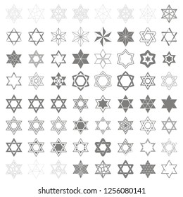 set of monochrome icons with star of David traditional Jewish symbol for your design