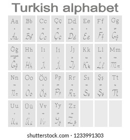 Set Of Monochrome Icons With Turkish Alphabet For Your Design