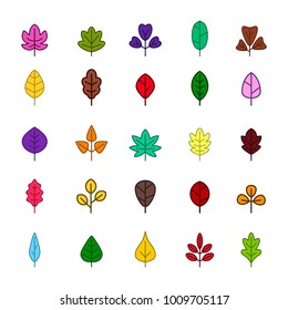 set of monochrome icons with vector leaves for your design