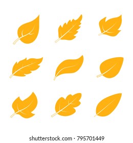 set of monochrome icons with vector leaves for your design