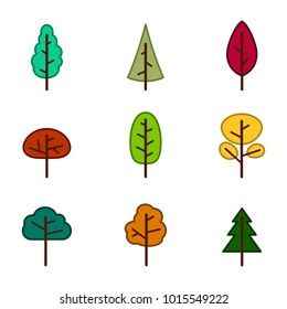 set of monochrome icons with vector trees for your design