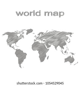 Set of monochrome icons with world map for your design
