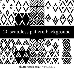 Set of monochrome lattice argyle seamless pattern background vector.