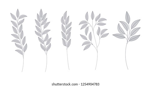 set of monochrome laurel leafs