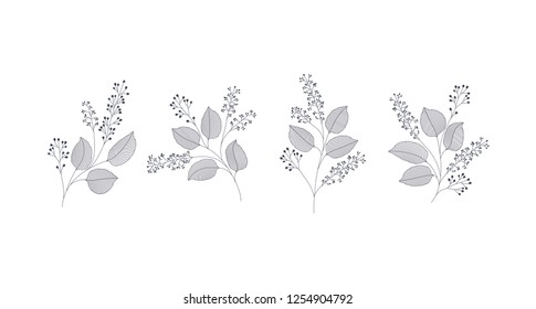 set of monochrome laurel leafs