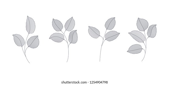 set of monochrome laurel leafs