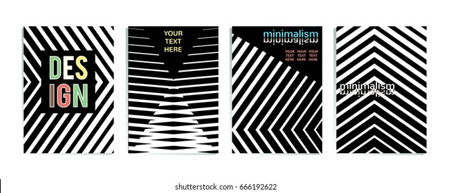 Set monochrome minimal halftone covers. Abstract geometric background. Design banners. Vector illustration eps 10.