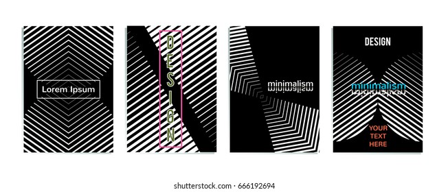 Set monochrome minimal halftone covers. Abstract geometric background. Minimalist Design. Simple shapes. Vector illustration eps 10.