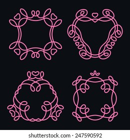 Set of Monochrome Monogram Design Templates Design Elements, Vector Illustration