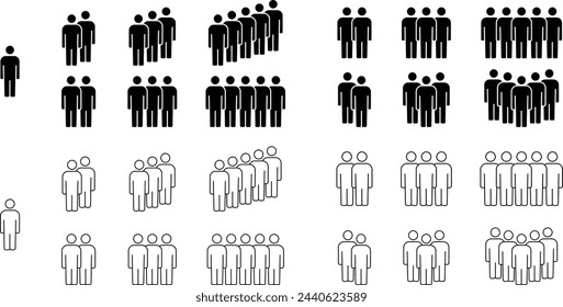 Set of Monochrome Pictograms of People in Vector