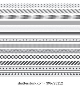 a set of monochrome ribbons