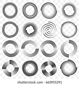 Set monochrome round objects. Vector decorative sample.
