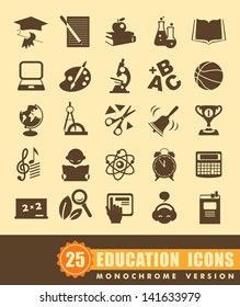 Set of monochrome school and education icons