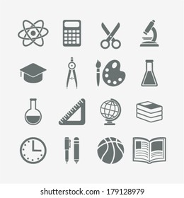 set of monochrome school icons