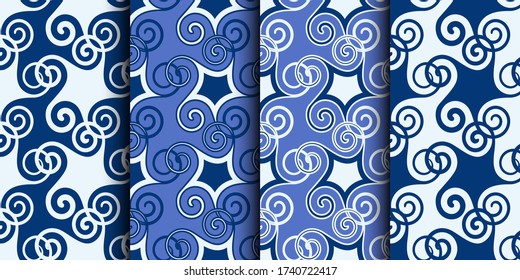 Set of monochrome seamless abstract patterns for fabric, paper, wallpaper .