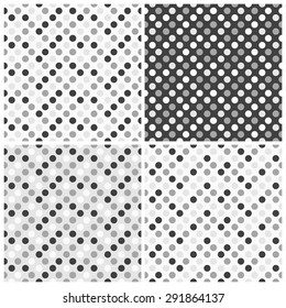 Set of monochrome seamless patterns with dots. 