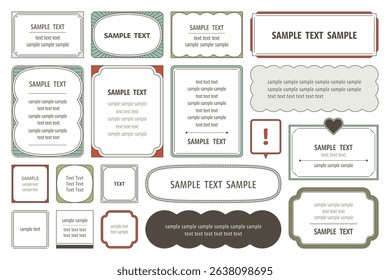 A set of monochrome, simple, retro-style decorative frames and label elements. Perfect for headings, labels, UI design, pop graphics, printable crafts, and vintage-themed layouts.