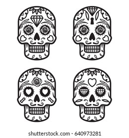 conjunto de calaveras monocromas