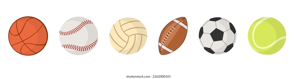 A set of monochrome sports balls. Vector illustration.