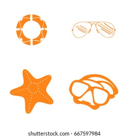 Set of monochrome summer icons, Vector illustration