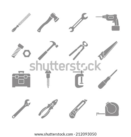 set of monochrome tools icons 