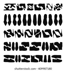 Set of monochrome trendy women's shoes. Vector illustration