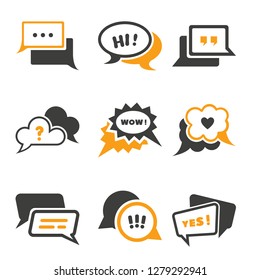 Set monochrome vector illustrations of a chat window icon.